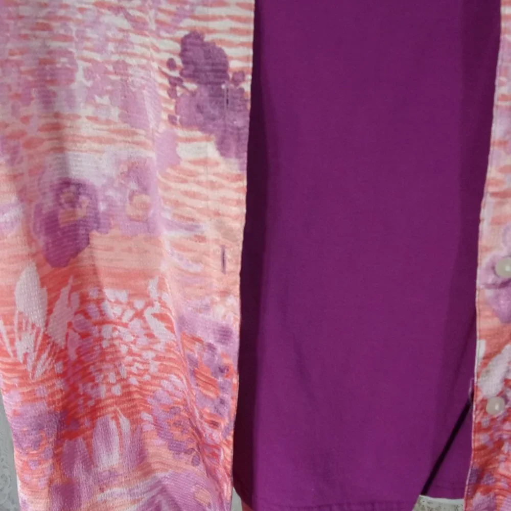 Ruby Rd Poly Satin Blouse Top Pink Purple  NWOT